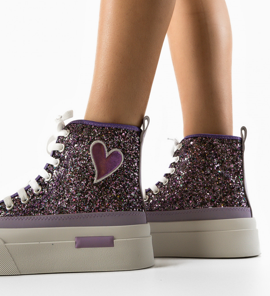 Sneakers Dama Cuore Mov | Stil și Confort - imagine 3