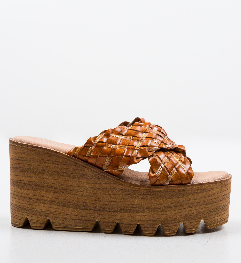 Sandale Platforme Ellie Camel Elegante - imagine 7