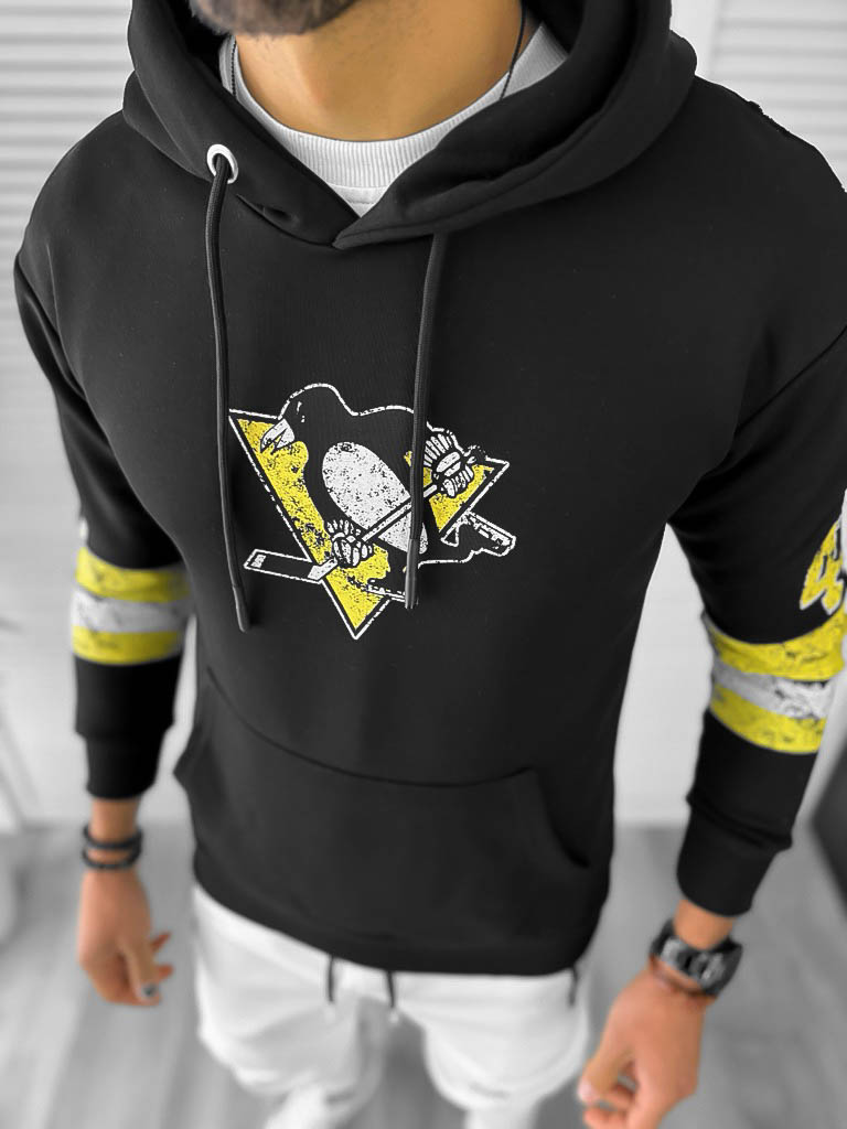 Hanorac Barbati Slim Fit Negru Imprimeu K130