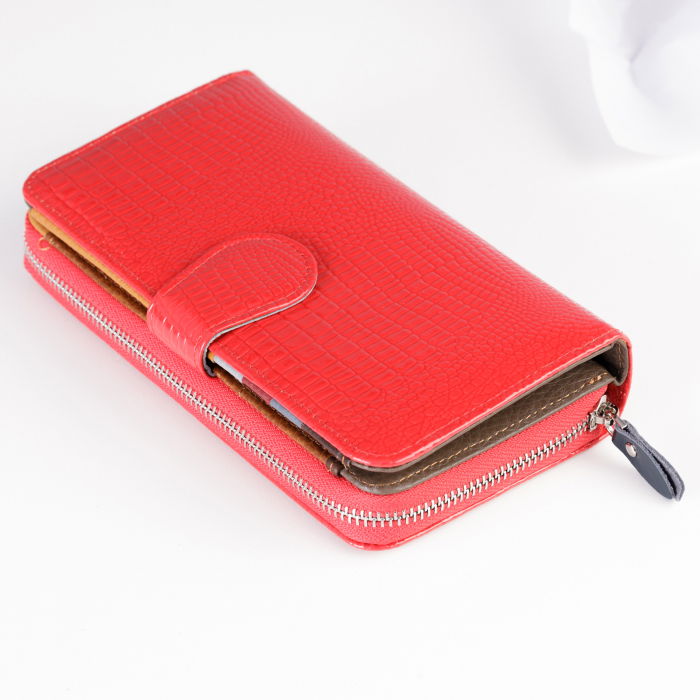 Portofel Shopika Piele Șarpe Roșu - Design Elegant