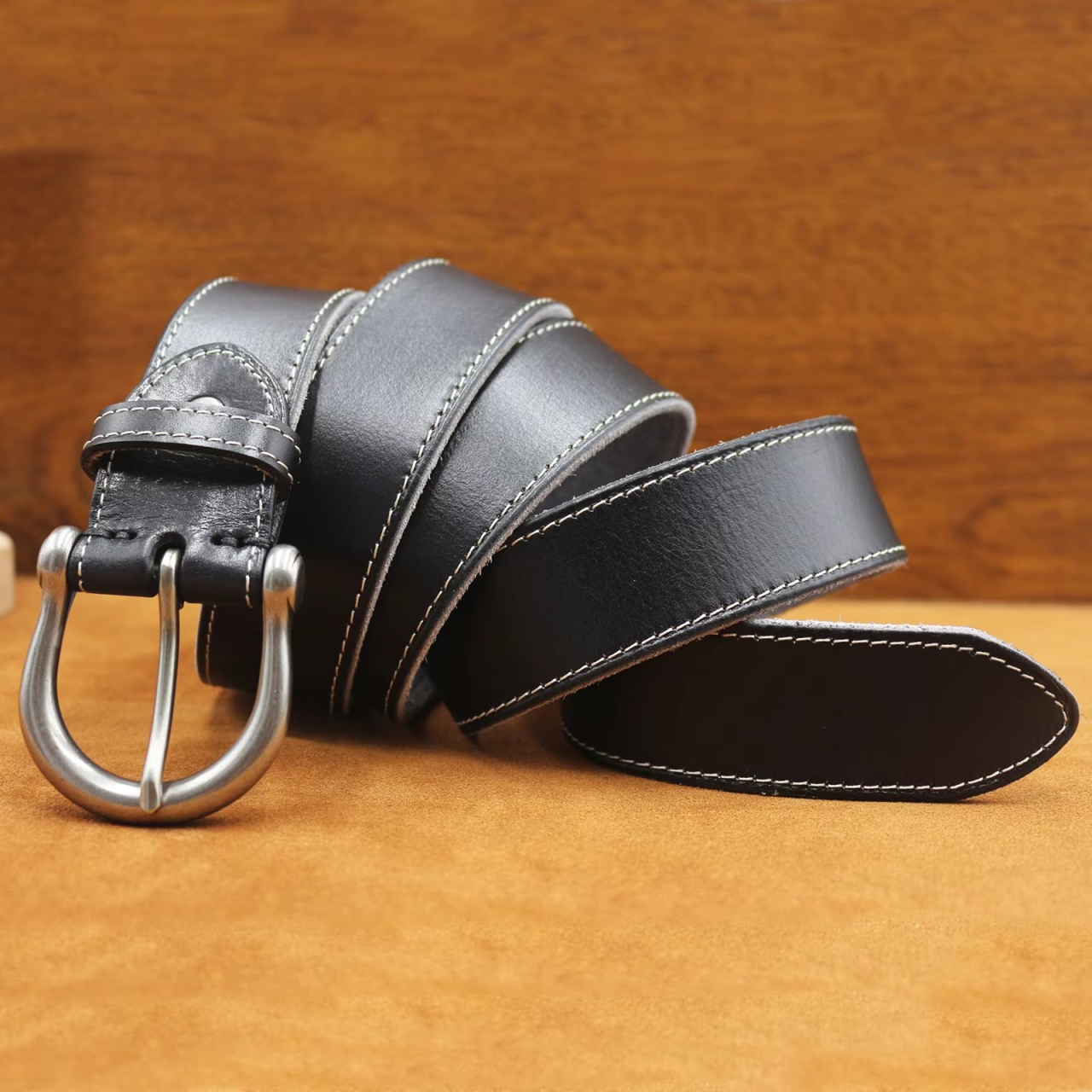 Curea Delis Piele Naturală Negru - Eleganță Garantată - imagine 3