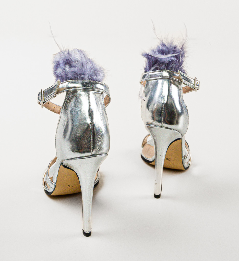 Sandale Dama Lahev Argintii cu Toc Elegante - imagine 6