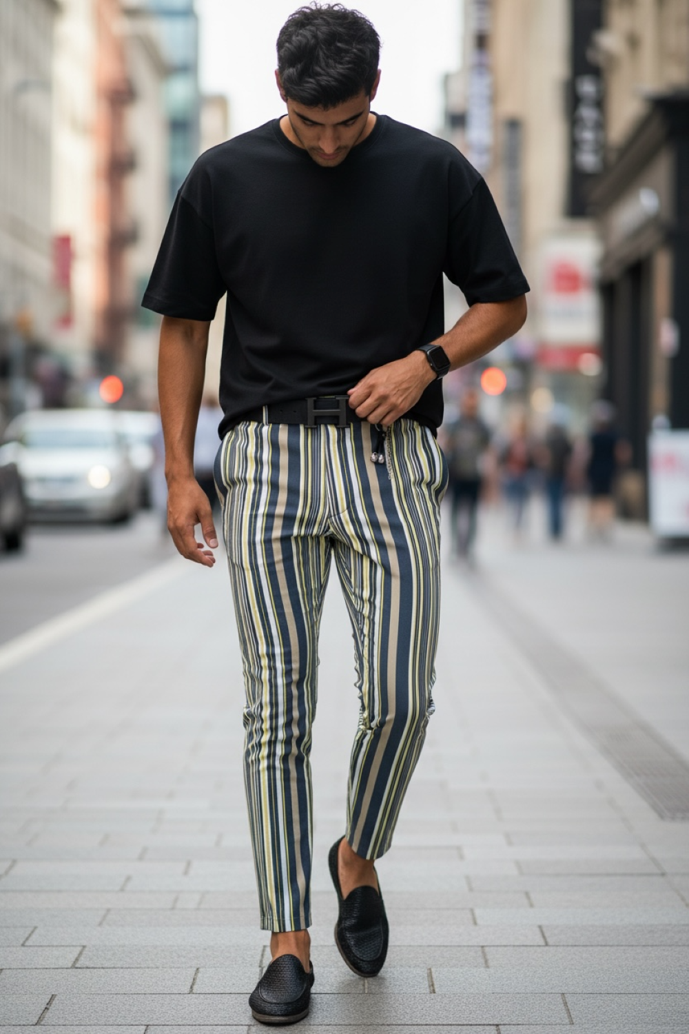 Pantaloni Barbati Eleganti Conici Office - imagine 2
