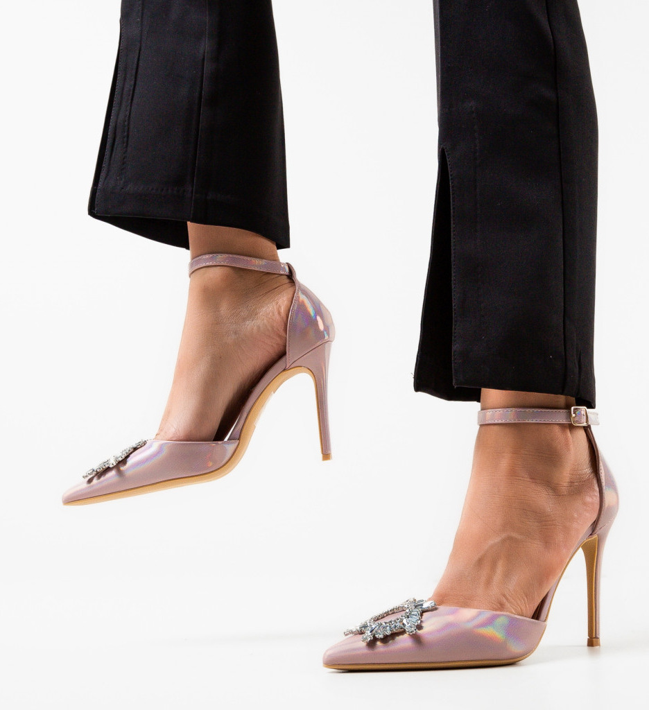 Pantofi Honor Roz cu Toc Eleganți - imagine 4