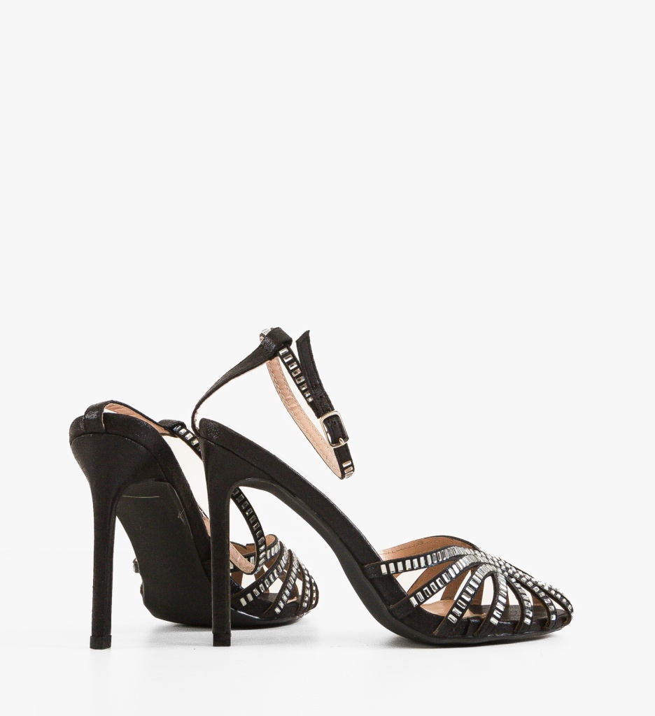 Sandale Bridg Negre cu Toc Elegante - imagine 5