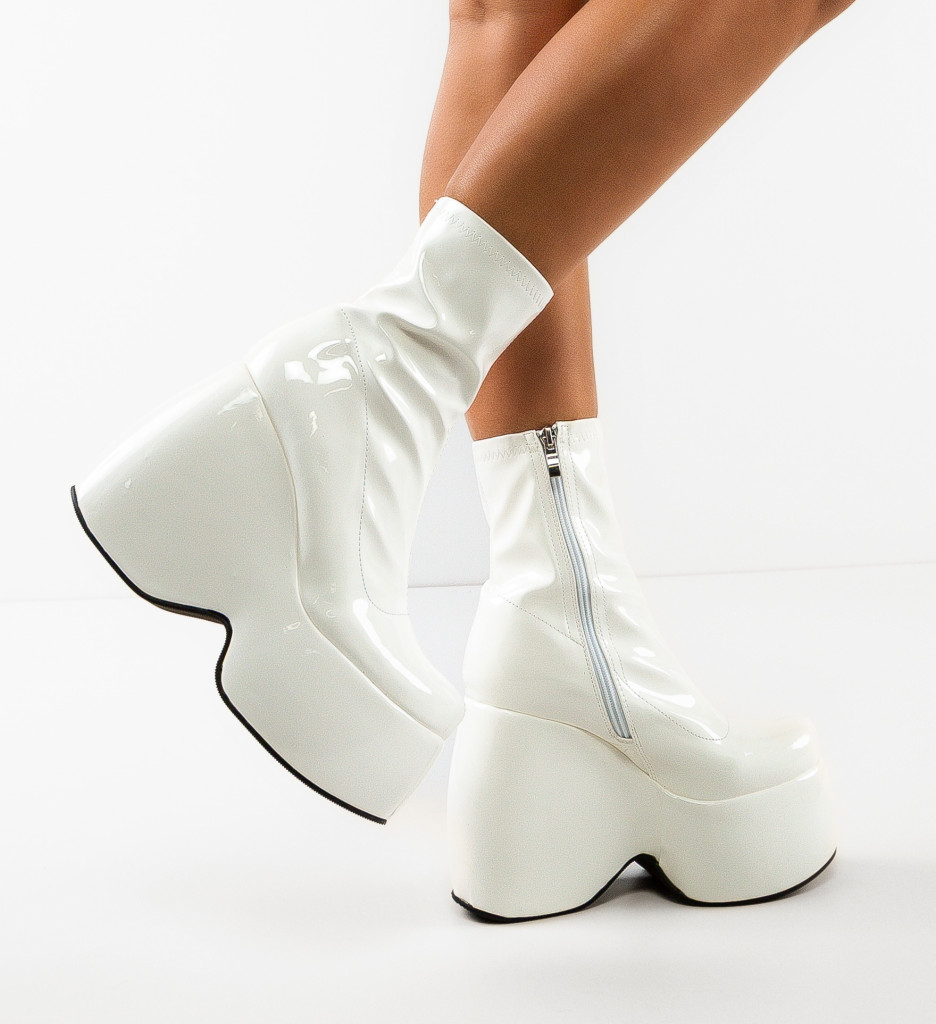 Botine Dama Cosmo Albe - Eleganță și Stil - imagine 5