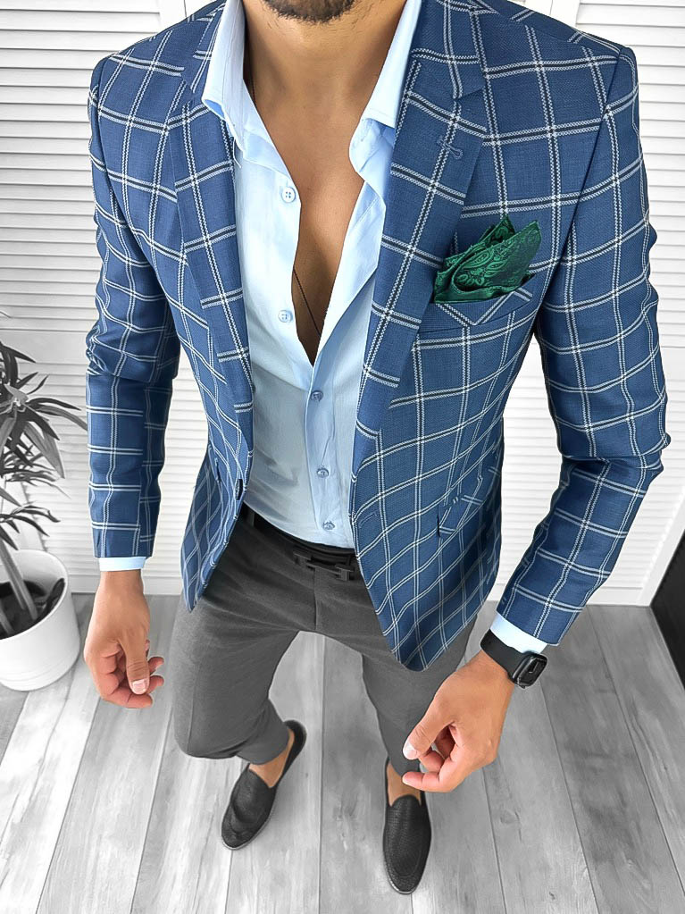 Sacou Barbati Slim Fit Carouri Eleganță