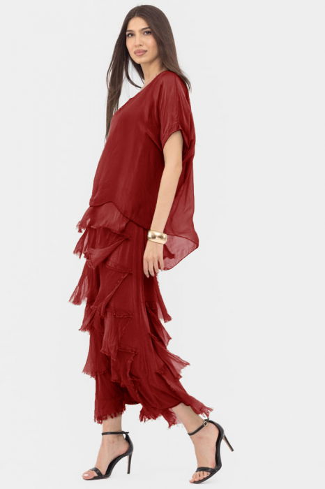 Rochie Eleganta Bordo Matase | Shopika