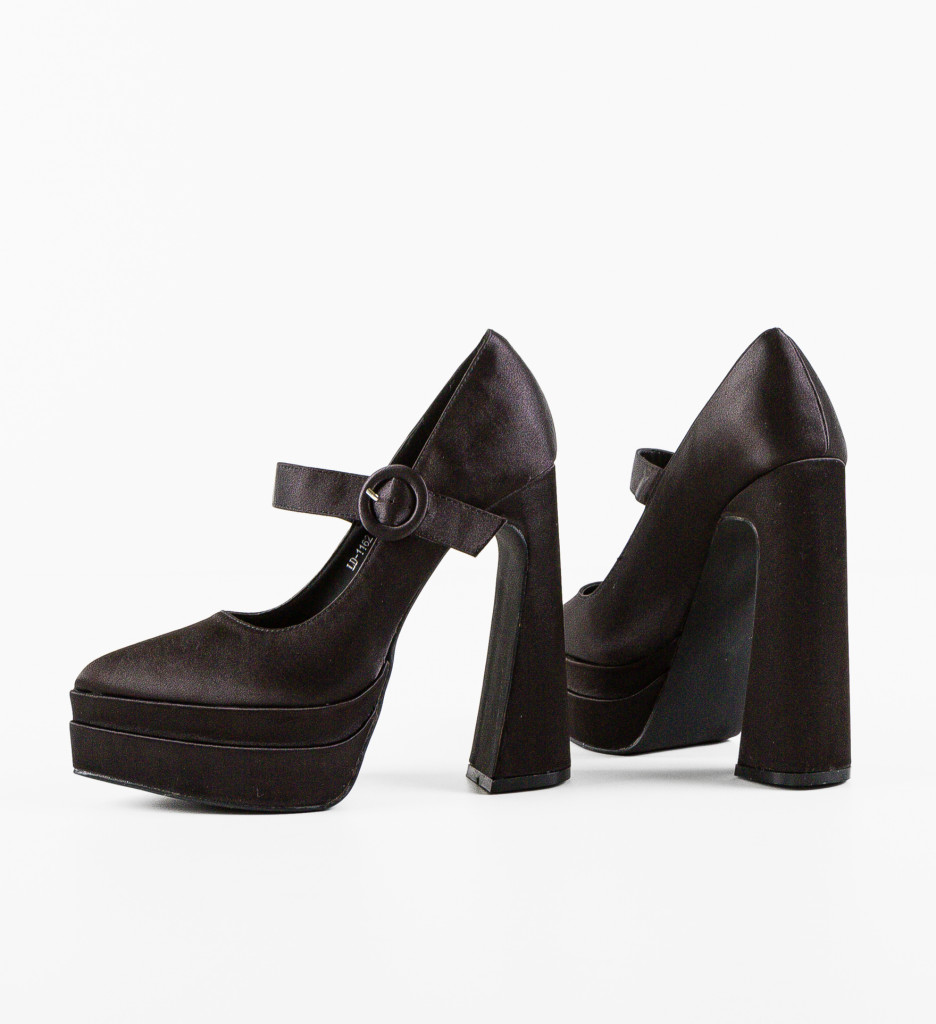 Pantofi Fobol Negri Eleganți cu Toc - imagine 7