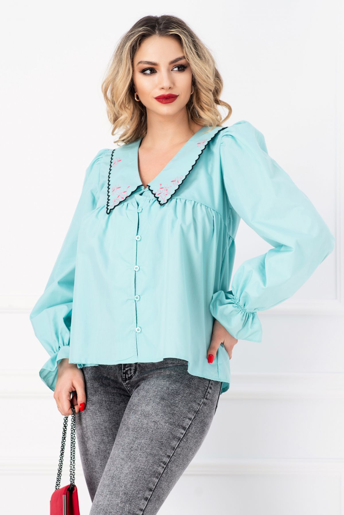 Camașă Mint Brodată Inpuff - Stil Feminin