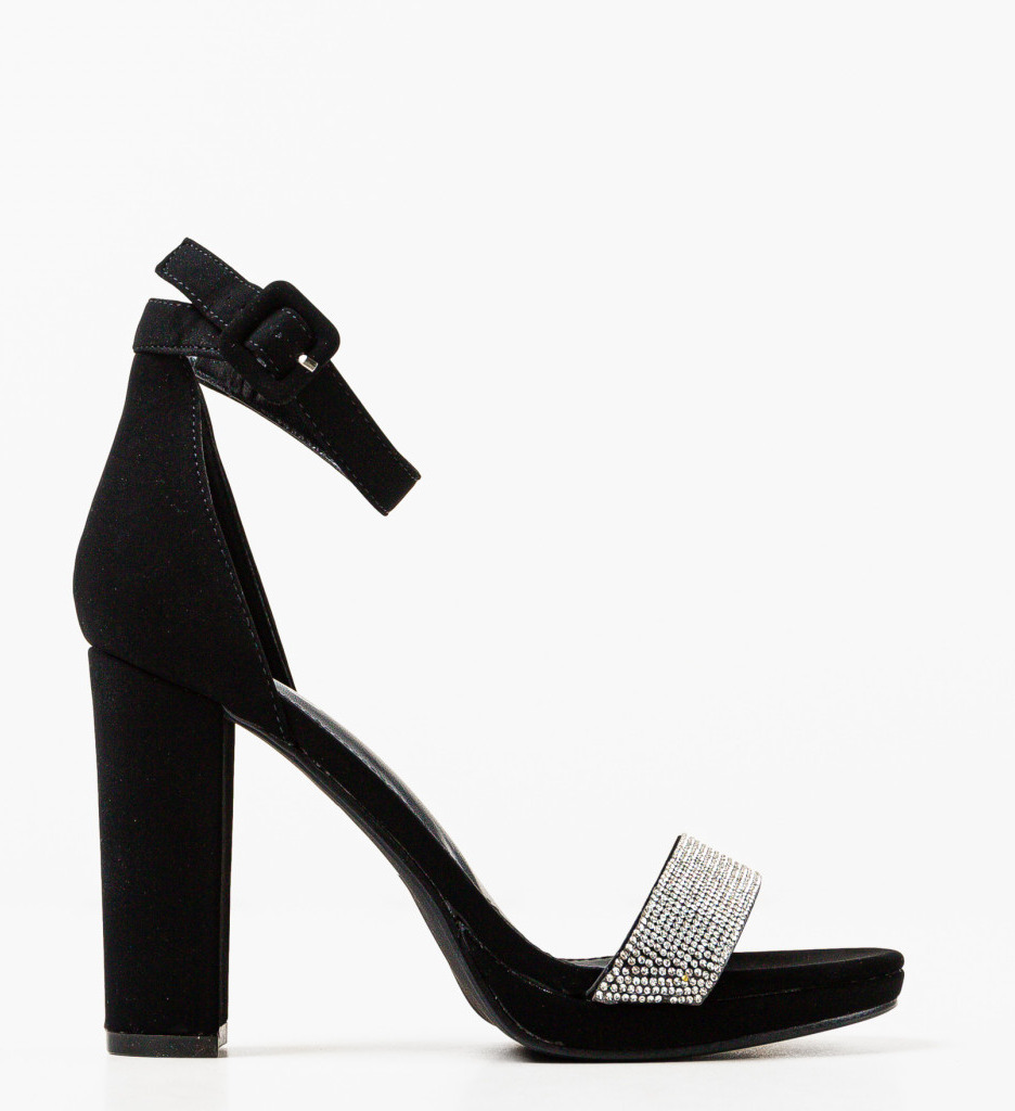 Sandale Tloy Negre cu Toc Elegant - imagine 4