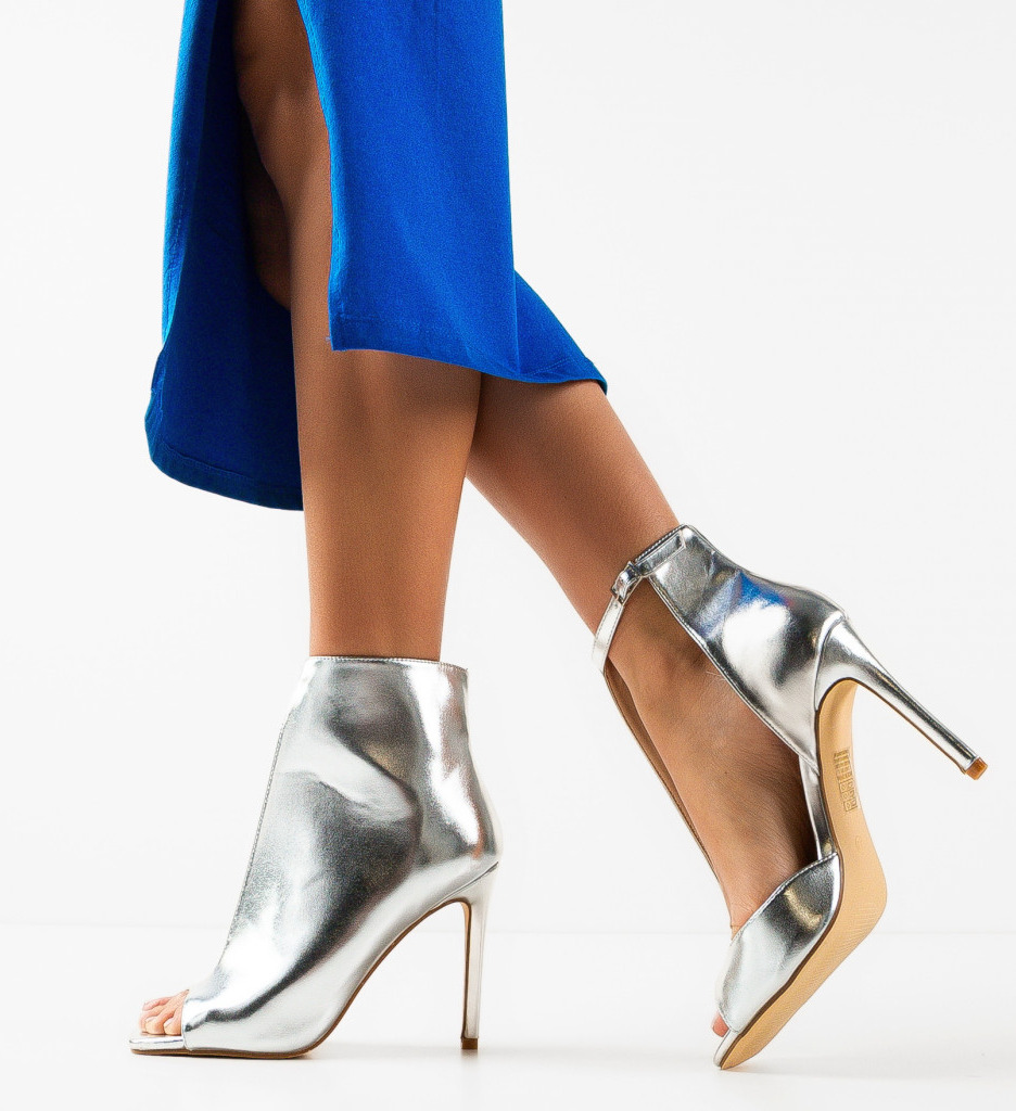 Botine Abigail Argintii - Eleganță și Stil - imagine 2