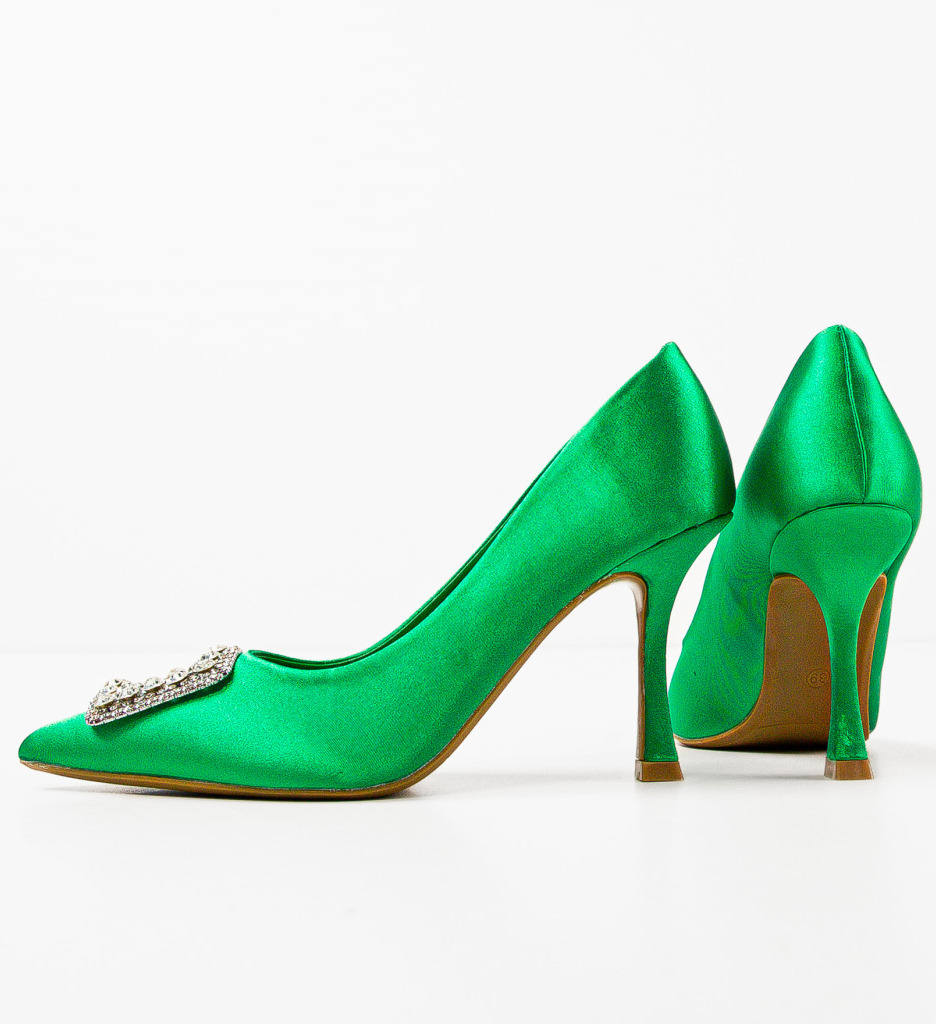Pantofi Noor Verzi Eleganți cu Toc - imagine 6