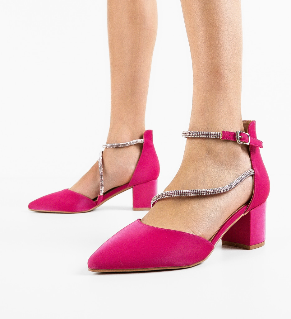 Pantofi Dama Haari Fuchsia cu Toc Eleganți - imagine 3