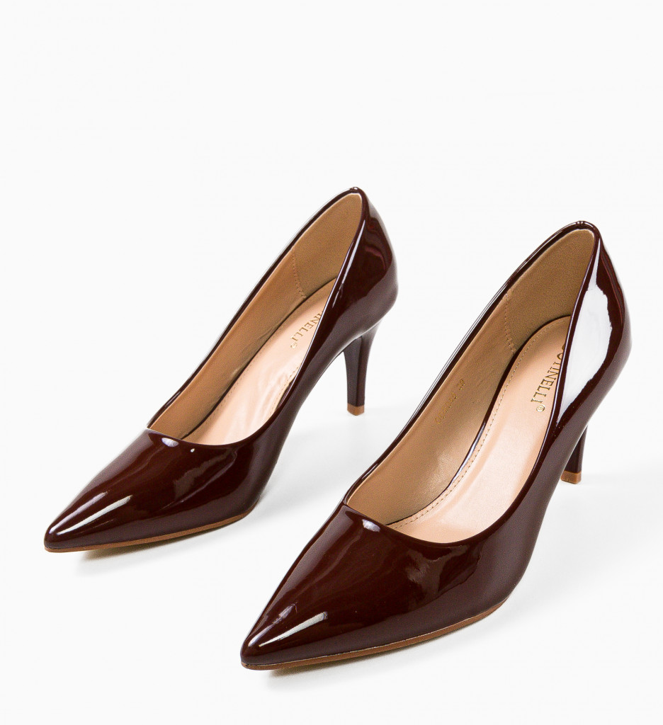Pantofi Plevna Maro Eleganți cu Toc - imagine 4