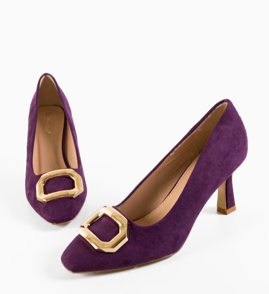 Pantofi Dama Lesedi Mov cu Toc Eleganți - imagine 10