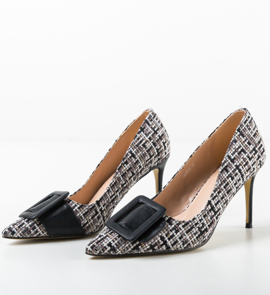 Pantofi Katara Negri Eleganți cu Toc Înalt - imagine 7