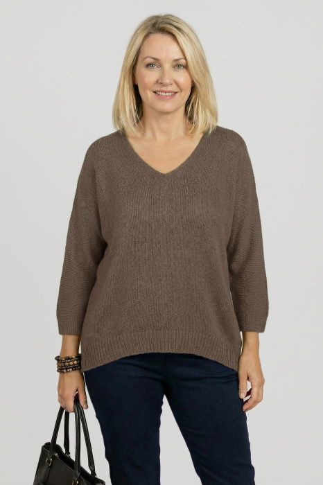 Pulover Pufos Fango cu Mâneci Fluture | Shopika