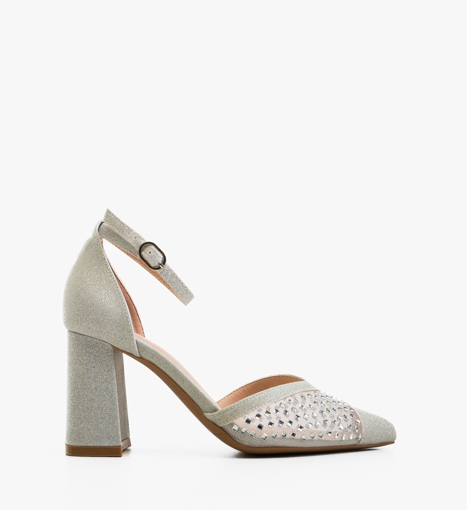 Pantofi Nanarys Argintii cu Toc Eleganți - imagine 6