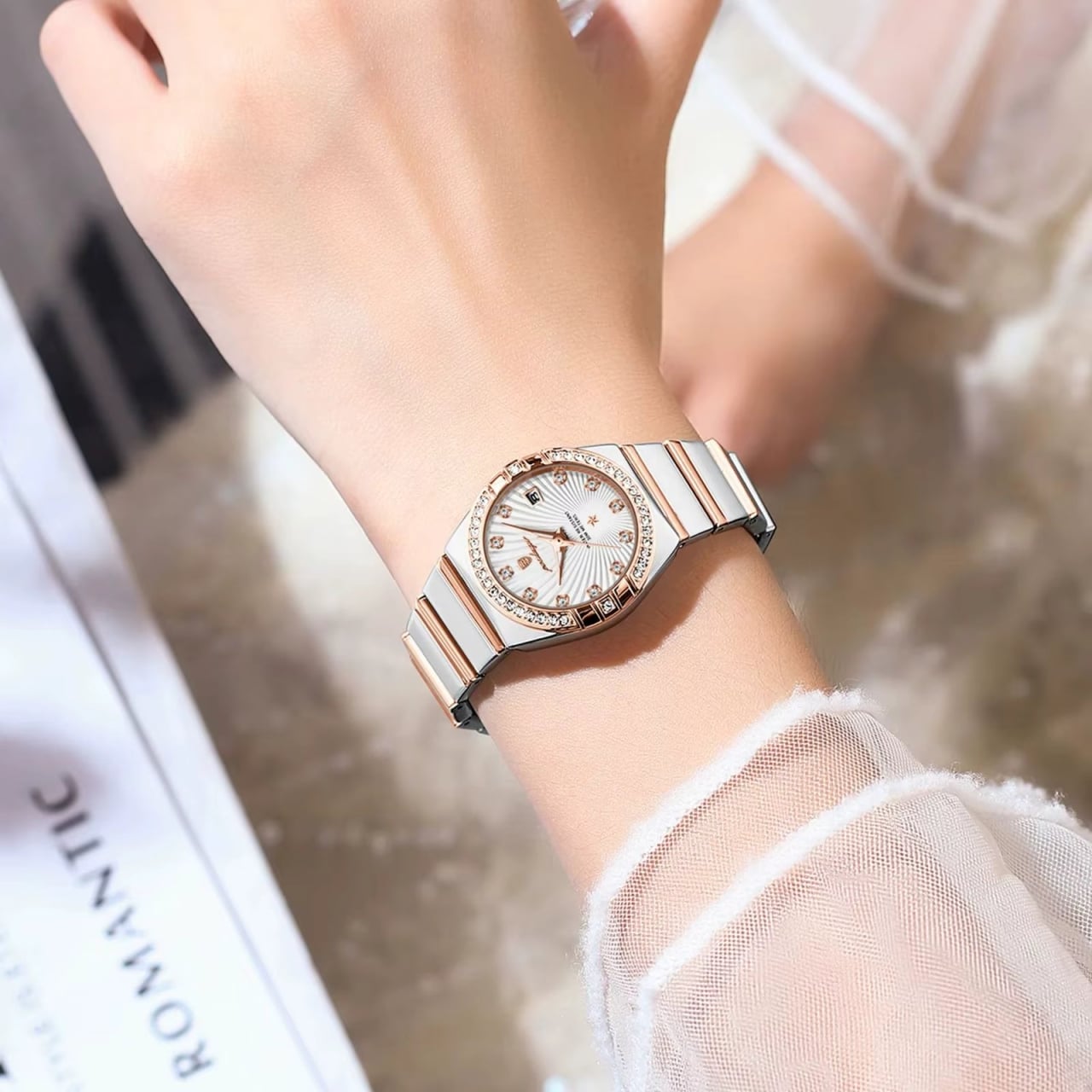 Ceas Poedagar CS1865 Argintiu-Rose Gold - imagine 2