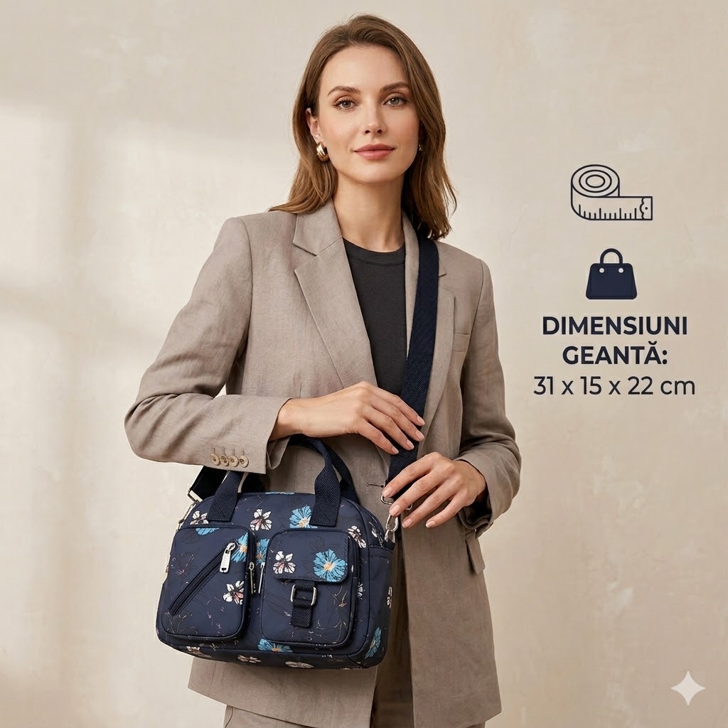 Geanta Dama Delis Parisa GT3010 Albastru Impermeabila - imagine 2