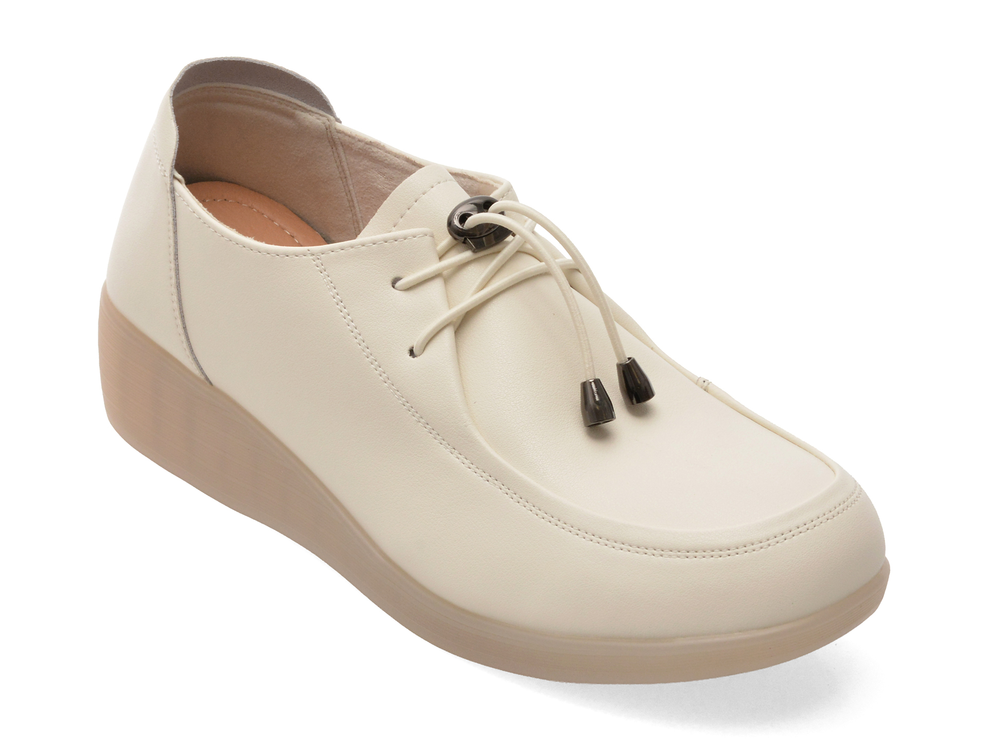 Mocasini PASS COLLECTION albi din piele naturala