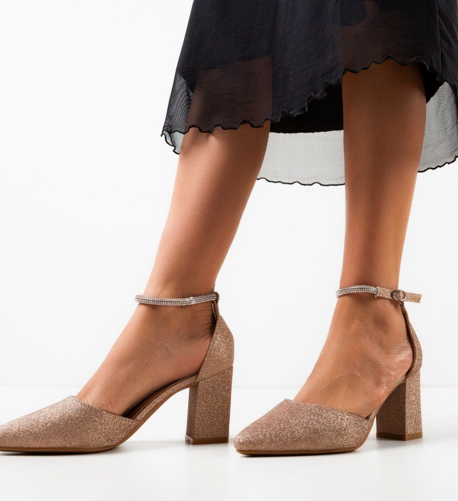 Pantofi Virginia Aurii 2 cu Toc Eleganți - imagine 2