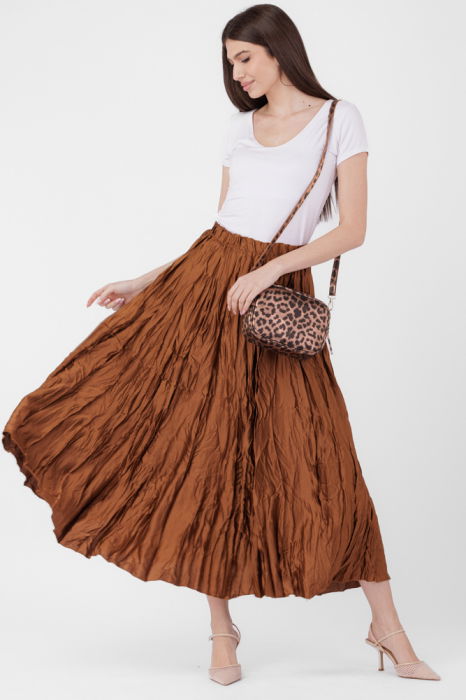 Fusta Shopika Bronz Creponată | Elegantă & Confortabilă
