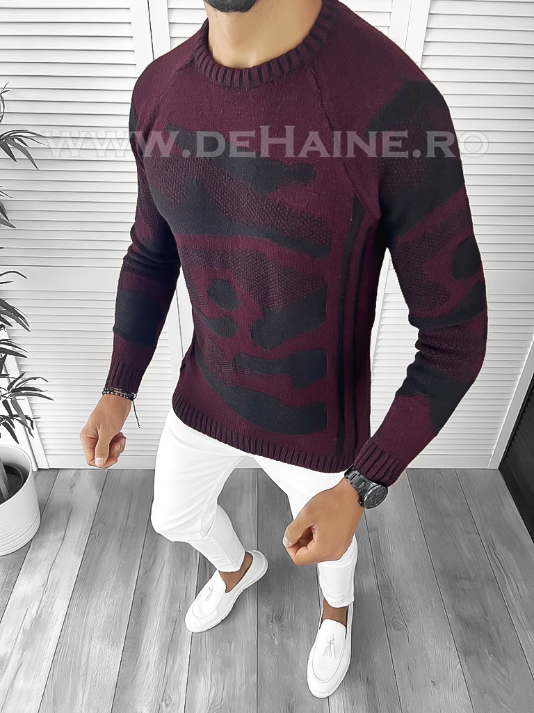 Pulover Barbati Grena Elegant Slim Fit