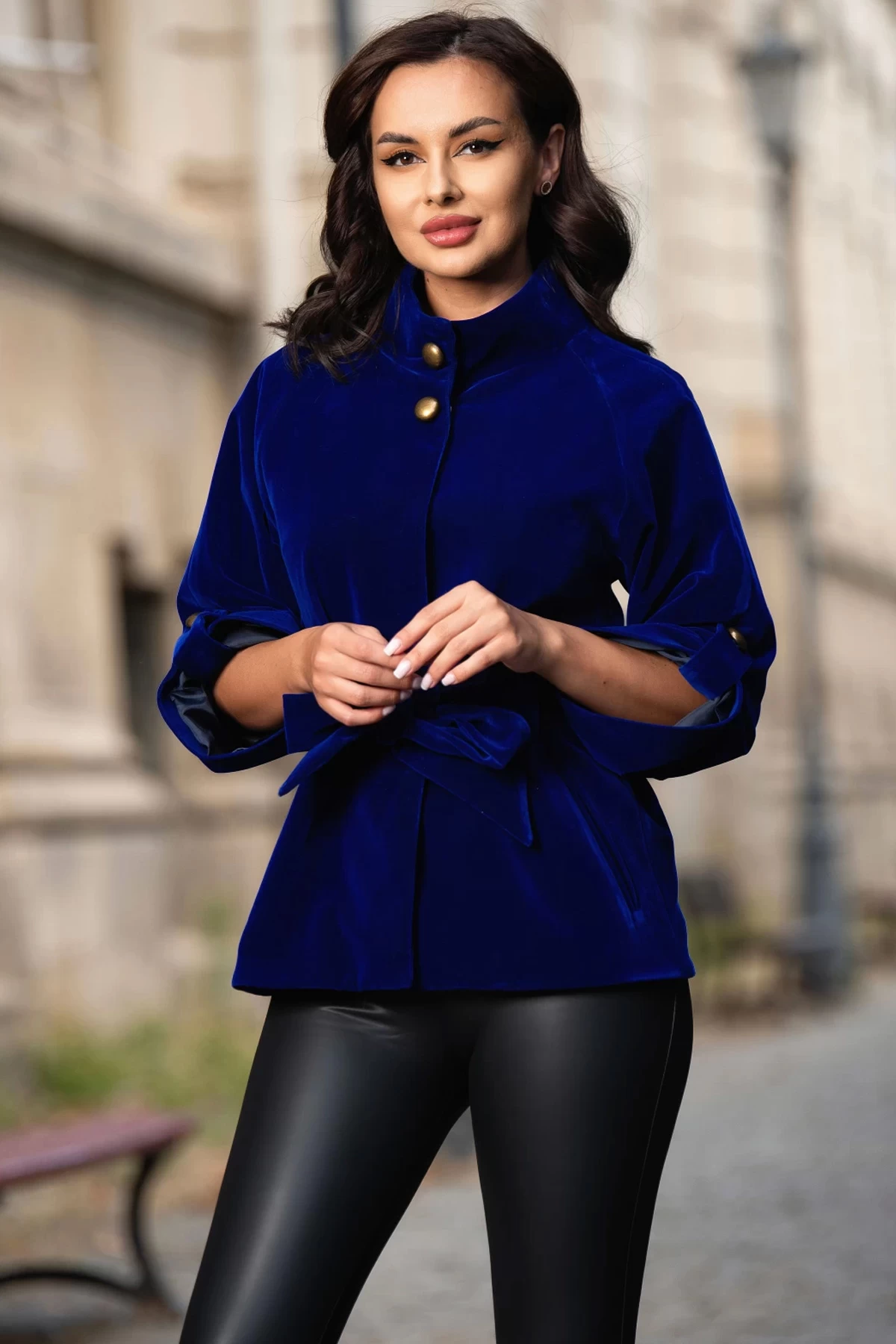 Jacheta Effect Velvet Albastru Royal - imagine 2