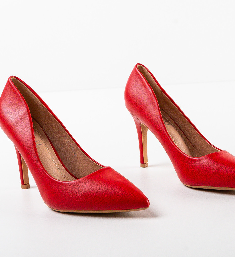 Pantofi dama Rajan Rosii cu Toc Elegant - imagine 5