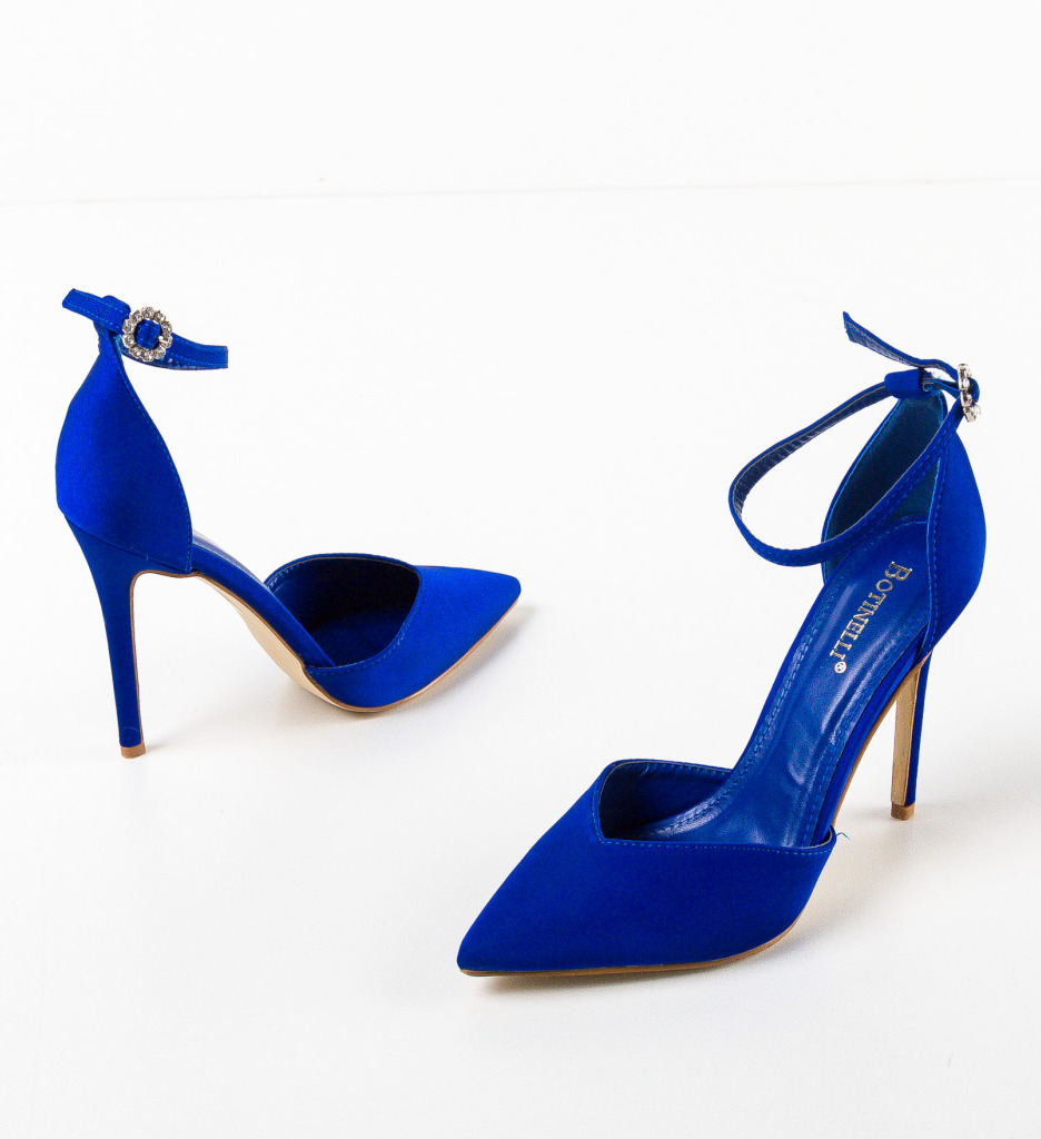 Pantofi Uneli Albastri cu Toc Eleganți - imagine 7