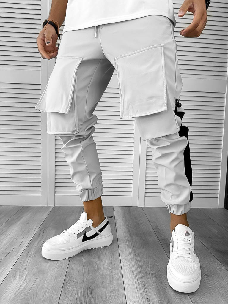 Pantaloni Trening Cargo Gri Conici | Stil Modern