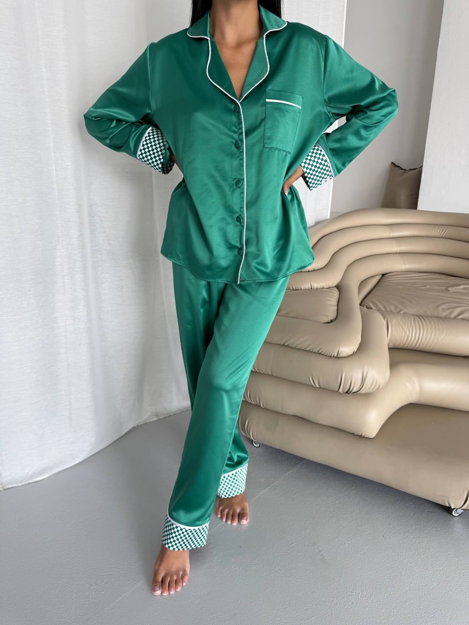 Set Pijama Dama 2 Piese Delis Verde