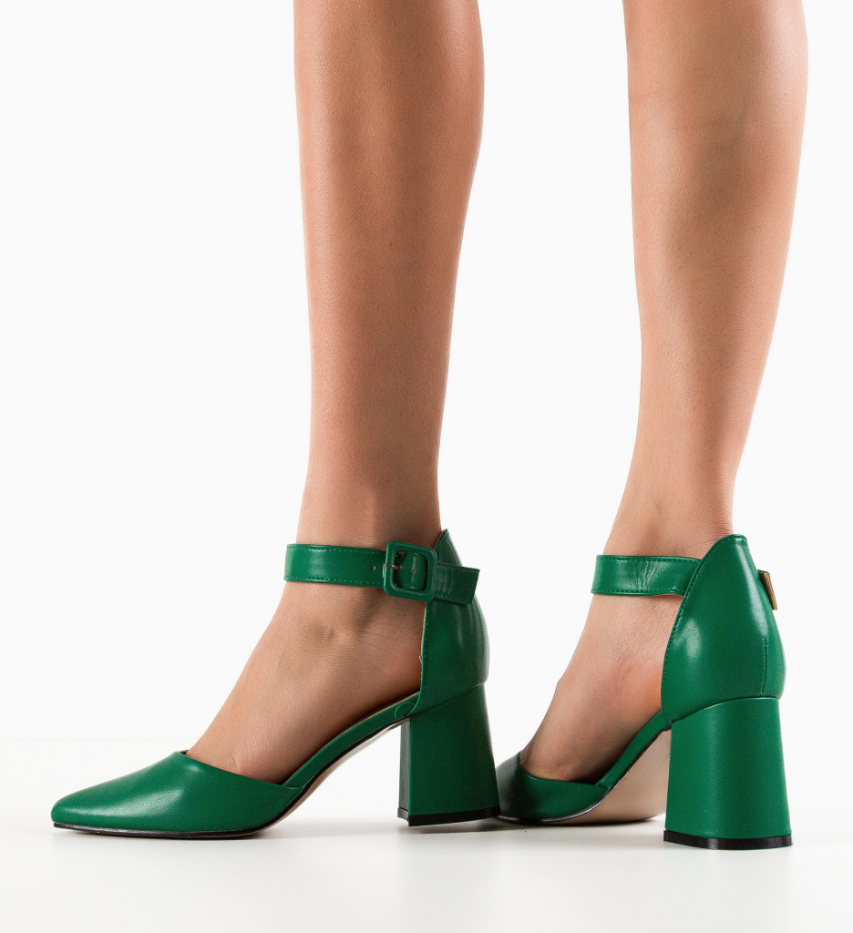 Pantofi Dama Avitus Verzi cu Toc Eleganți - imagine 3
