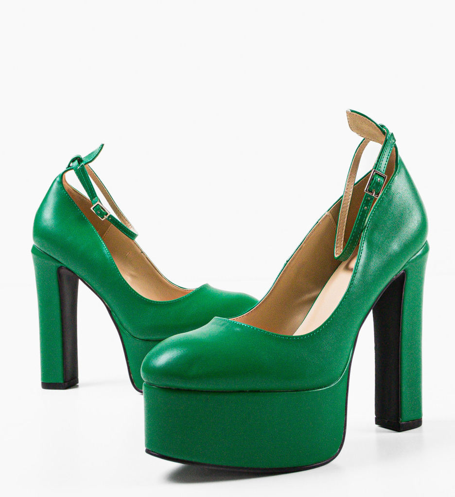 Pantofi Dama Thornton Verzi cu Toc Eleganți - imagine 6