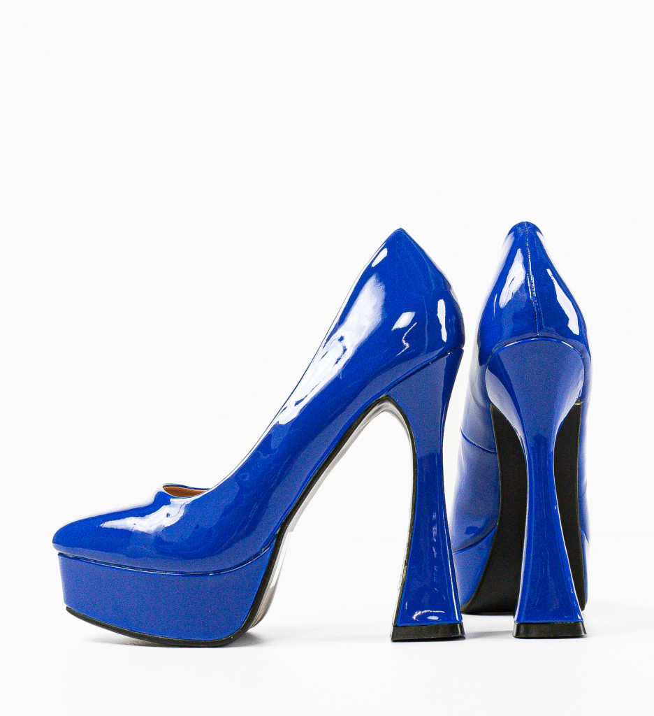 Pantofi Tiyam Albastri Eleganți cu Toc - imagine 4