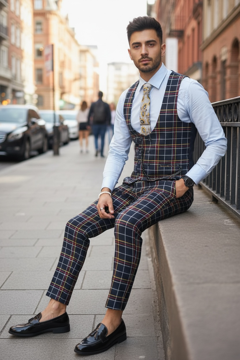 Compleu Barbati Vesta si Pantaloni Slim Fit - imagine 3