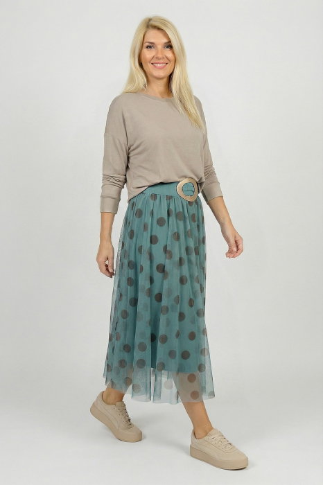 Fusta clos tulle turcoaz Shopika | Eleganță pură
