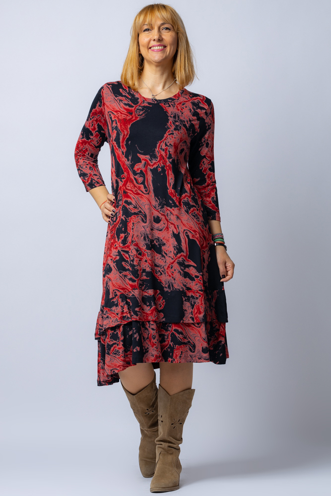 Rochie Pierino Vascoza Bordeaux cu Volane