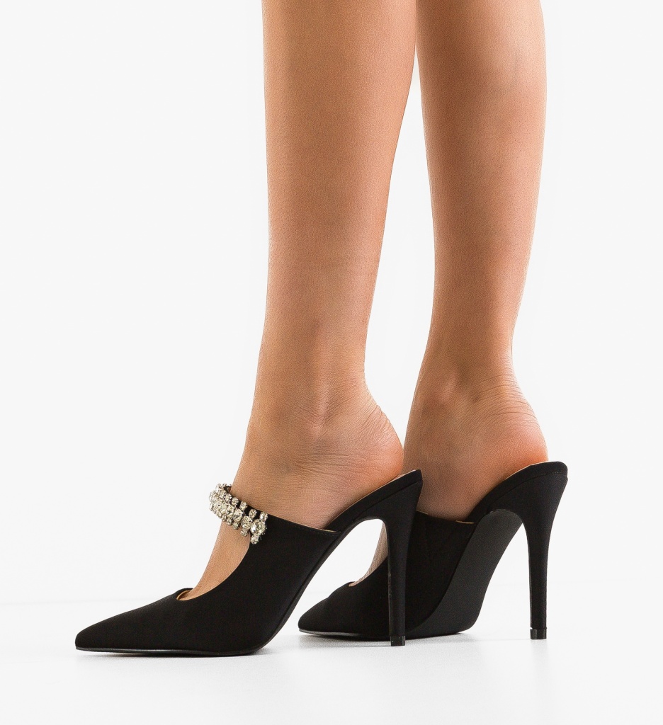 Pantofi Dama Zayn Negri cu Toc Eleganți - imagine 3
