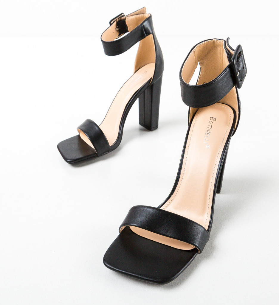 Sandale Dama Lareta Negre cu Toc Elegant - imagine 5