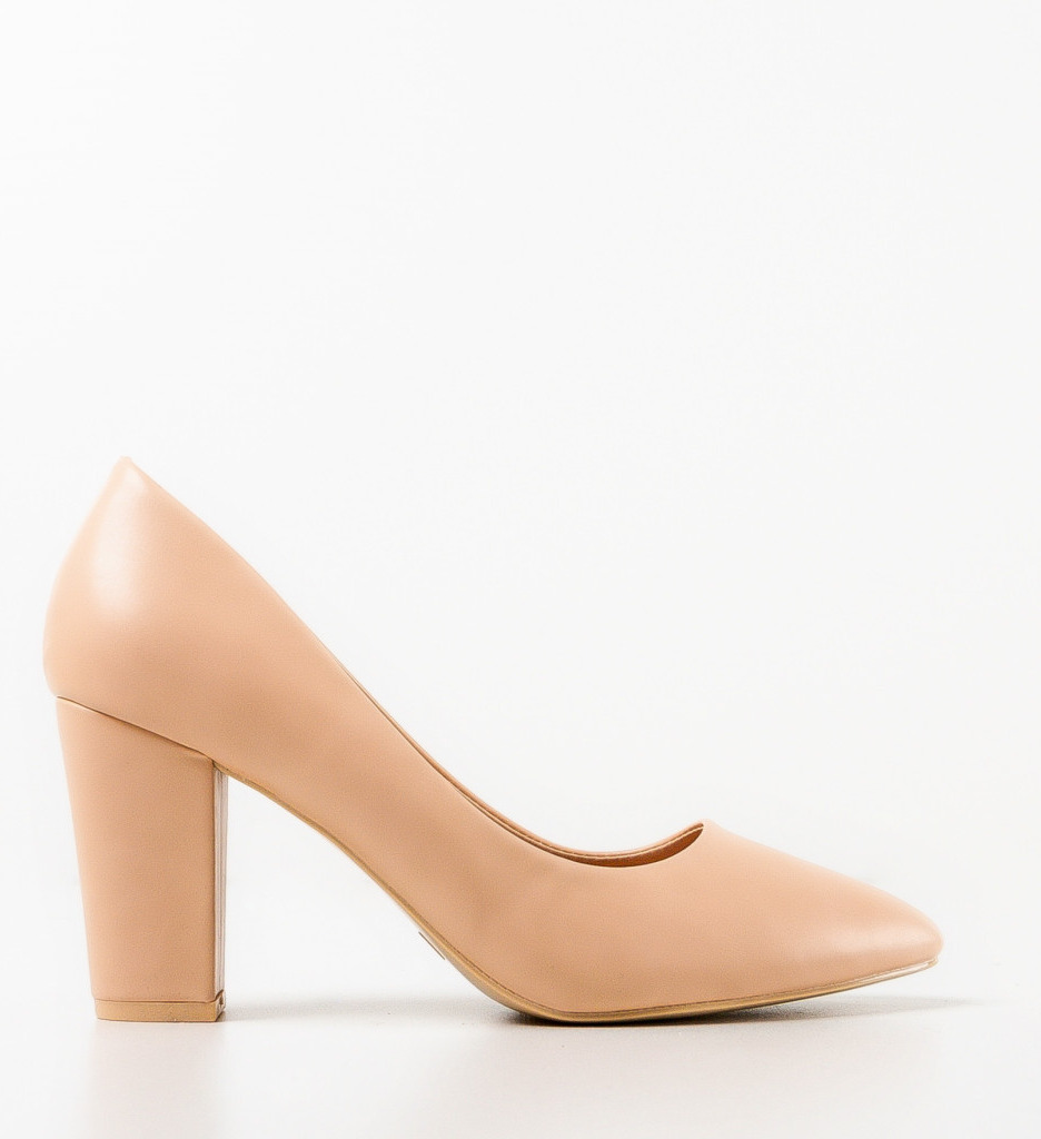 Pantofi Dama Currie Bej cu Toc Elegant - imagine 5
