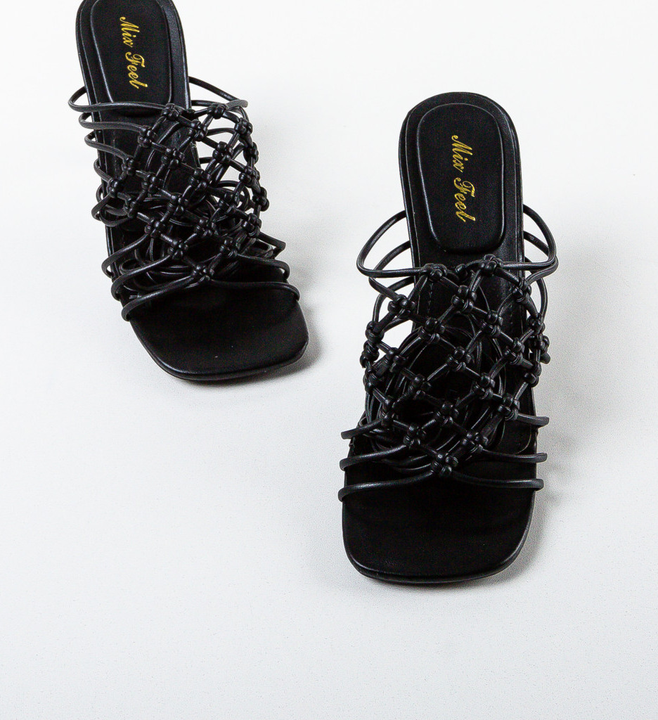 Sandale Griffin Negre Elegante cu Toc - imagine 5