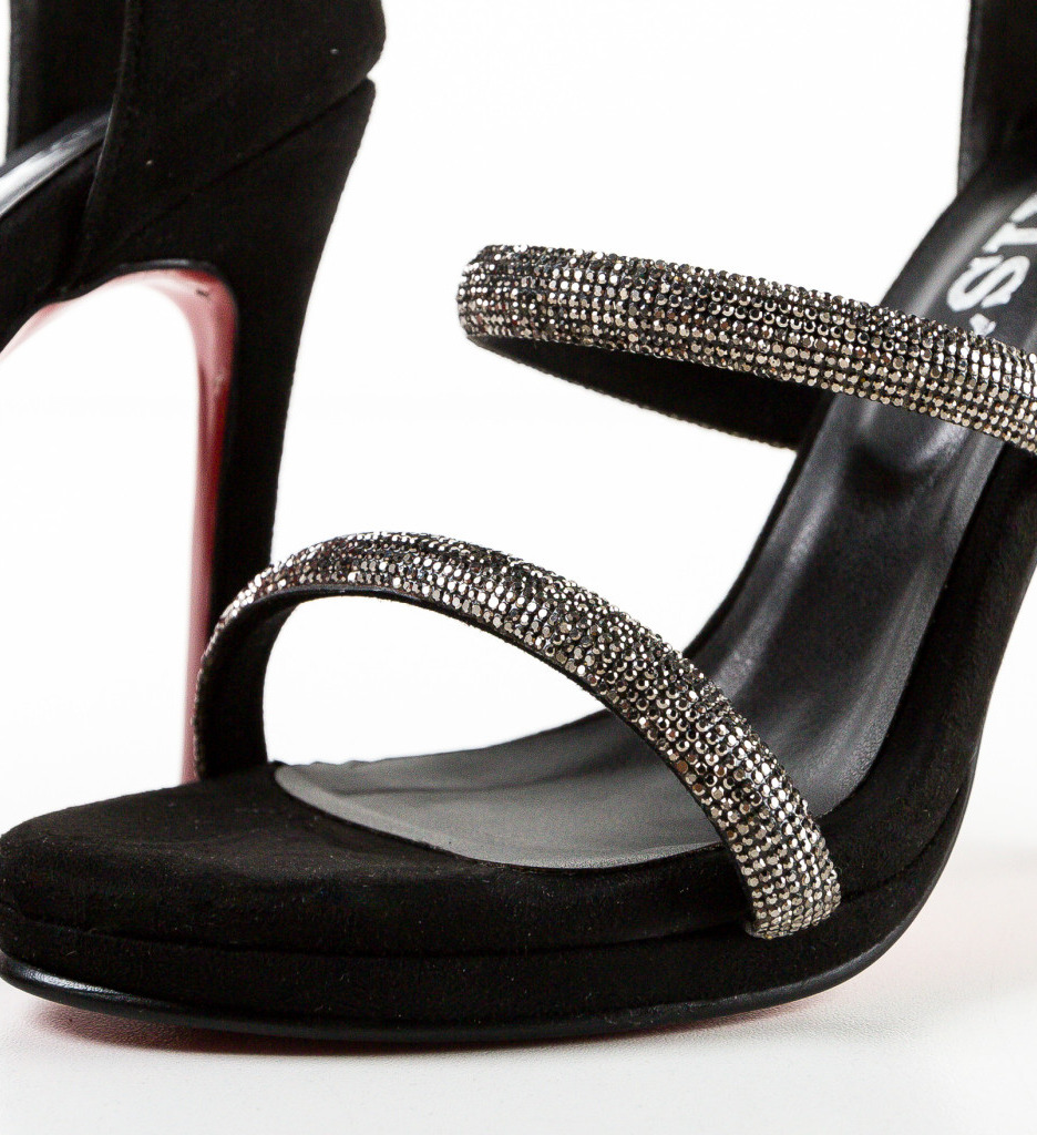Sandale Ygna Negre Elegante cu Toc - imagine 7
