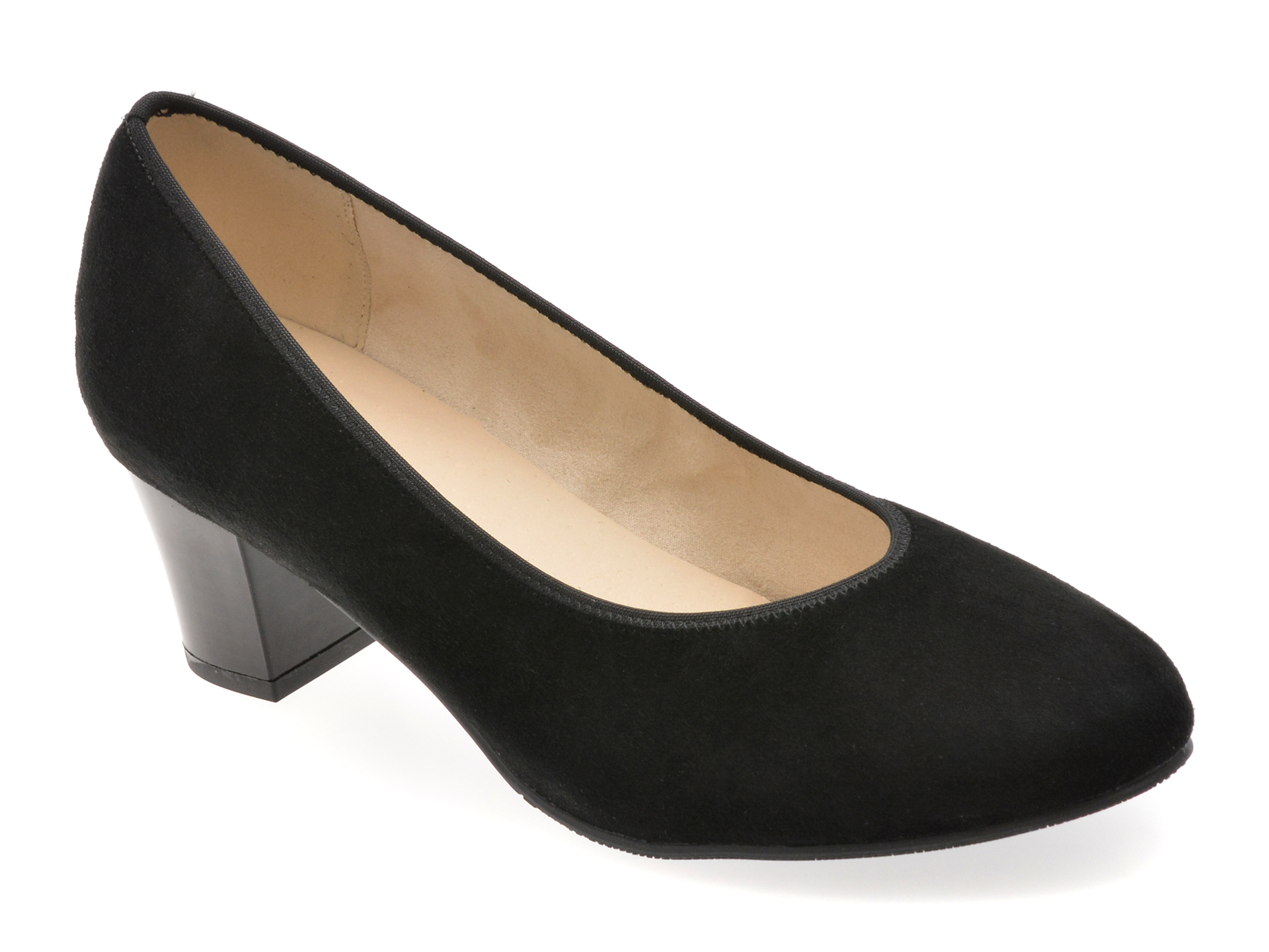 Pantofi Rieker negri eleganți din piele intoarsă