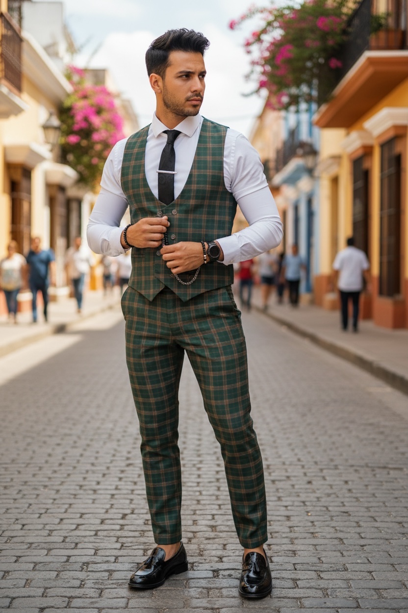 Compleu Barbati Vesta + Pantaloni Elegant Slim Fit - imagine 2