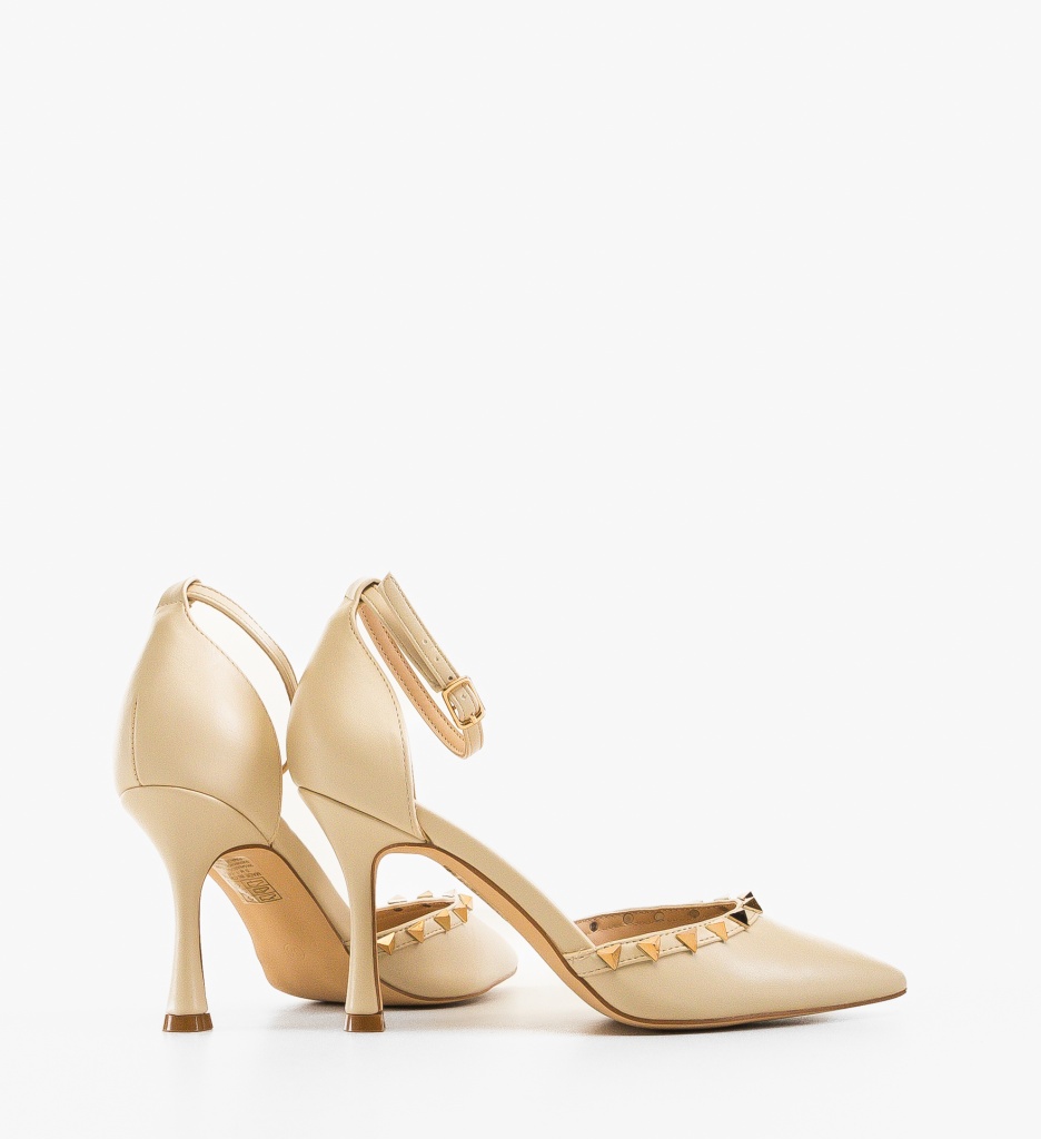 Pantofi cu Toc Bashe Bej | Stil Feminin - imagine 2