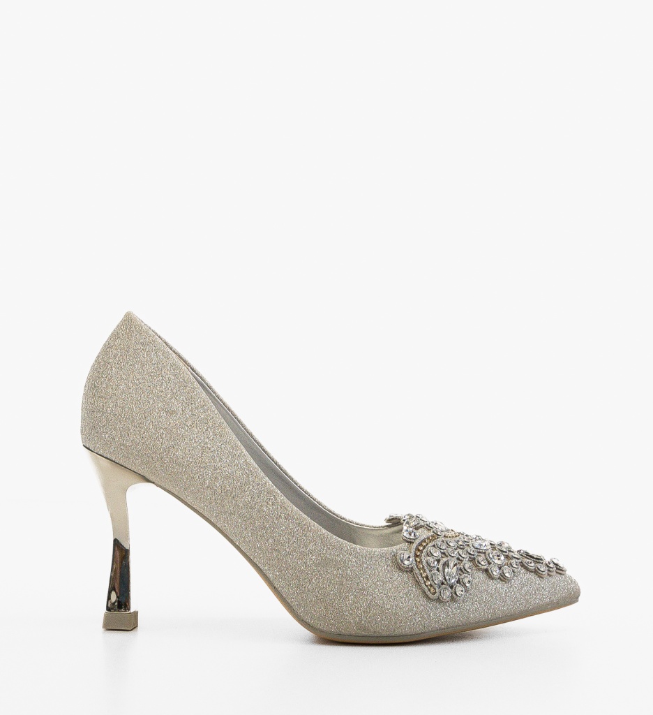Pantofi Stiletto Argintii Eleganți Laurie - imagine 6