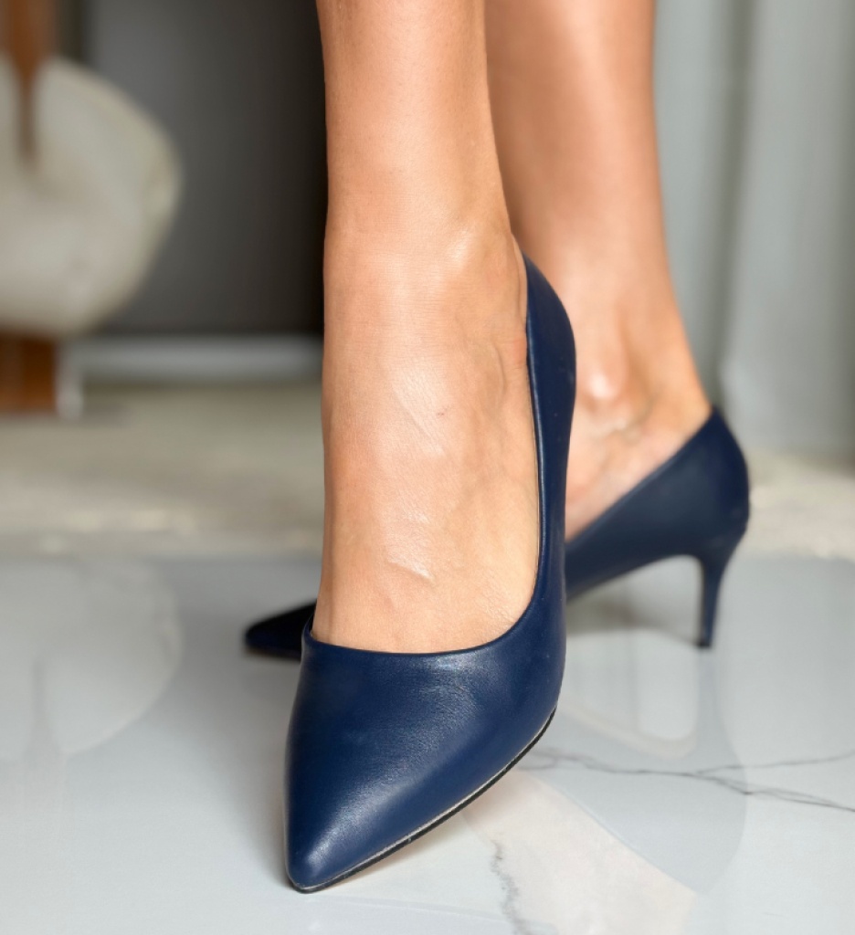 Pantofi Cheloo Bleumarin Eleganți cu Toc - imagine 3
